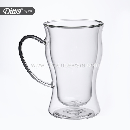 Customized Double Wall Tea Glass Cup With Handle